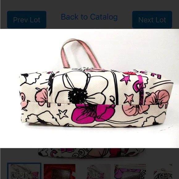 Coach Poppy Floral Tote - Pink, White, and Silver - Picture 6 of 11
